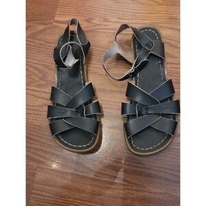 Salt Water Sandals by Hoy Shoe Co Black Leather Original Sandals Womens 10 / 8W